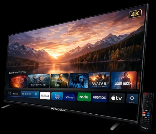 Petasonic-Petasonic 100-Inch 4K UHD Android Smart TV (Android 14, HDR10, WiFi, Bluetooth, DVB-T2/S2, Tempered Glass Display)-image-02