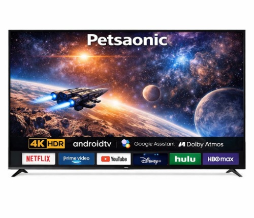 Petasonic 75-Inch 4K UHD Android Smart TV (Android 14, HDR10, WiFi, Bluetooth, DVB-T2/S2, Tempered Glass Display)-image