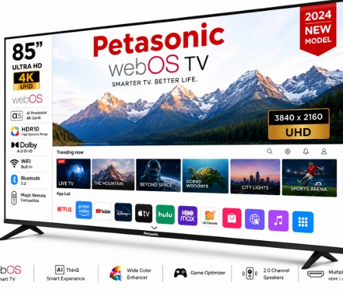 Petasonic-Petasonic 85-Inch 4K UHD webOS Smart TV (HDR10, WiFi, Bluetooth, Dolby Audio, AI Smart TV, DVB-T2/S2)-image-01
