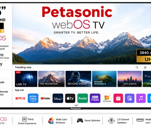 Petasonic 85-Inch 4K UHD webOS Smart TV (HDR10, WiFi, Bluetooth, Dolby Audio, AI Smart TV, DVB-T2/S2)-image