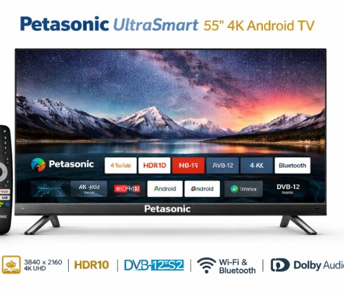Petasonic-Petasonic 55� 4K UHD Smart Android TV (Android 14, HDR10, Wi-Fi, Bluetooth, Netflix, DVB-T2/S2)-image-01